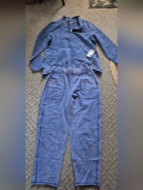 Habitat Blue Two-Piece Chill  Jacket and Pant Set Sz.S NWT